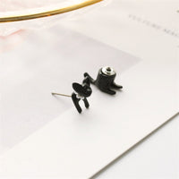 Korean Jewelry Harajuku Three-dimensional Pearl Animal Earrings Cat Men And Women Piercing Ear Stud