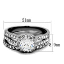 TK2180 - High polished (no plating) Stainless Steel Ring with AAA Grade CZ in Clear