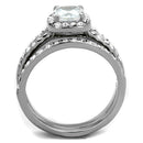 TK2180 - High polished (no plating) Stainless Steel Ring with AAA Grade CZ in Clear