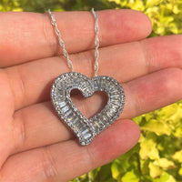 Luxury Heart Shaped White Full Faux Diamond Zircon Women's Pendant Necklace; Romantic Gift Valentine's Day