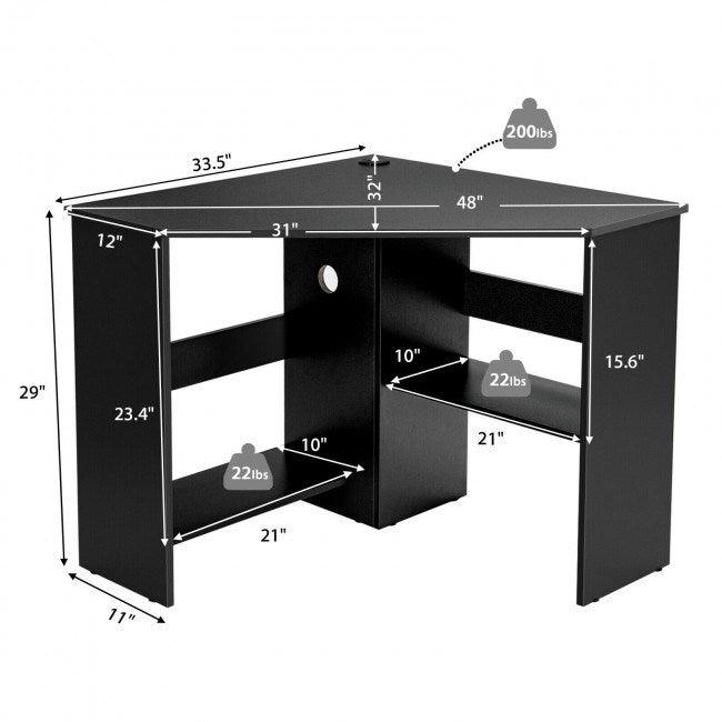 Corner Computer Desk Triangle Writing Workstation with Storage Shelf - DRE's Electronics and Fine Jewelry