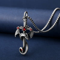 Retro Dragon Sword Tianzun Pendant Titanium Steel Necklace Trendy Men's All-match Street Hip-hop Jewelry