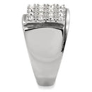 TK95409 - High polished (no plating) Stainless Steel Ring with Top Grade Crystal in Clear