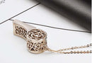 Hollow Rhinestone Whistle Pendant Necklace Stainless Steel for Elegant Womens; Gold