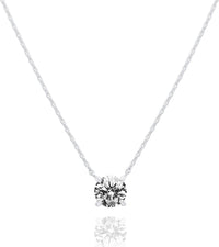 PAVOI 14K Gold Plated Crystal Solitaire 1.5 Carat (7.3mm) CZ Dainty Choker Necklace | Gold Necklaces for Women