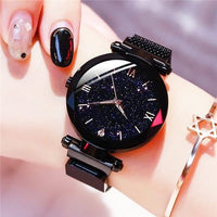 Women's Fashion Starry Sky Watches Magnet Buckle Mesh Belt Diamond Quartz Watch Women Dress Clock