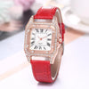 Women Diamond Watch Starry Square Dial Bracelet Watches Ladies Leather Band Quartz Wristwatch Female Clock(No Box)