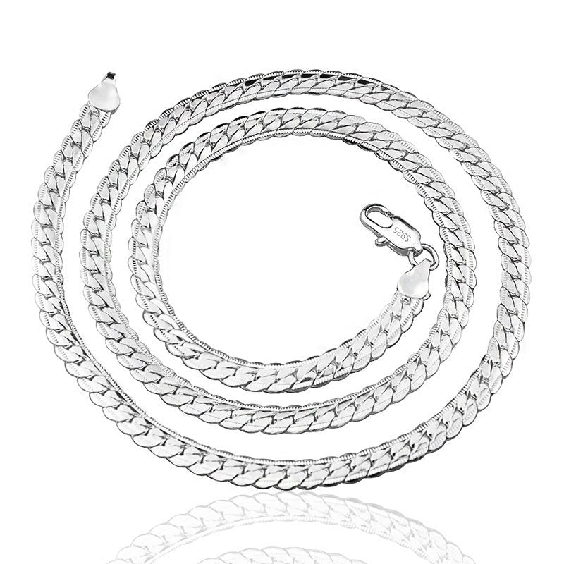 925 Sterling Silver 6mm Side Chain 8/18/20/22/24 Inch Necklace For Woman Men Fashion Wedding Engagement Jewelry Gift