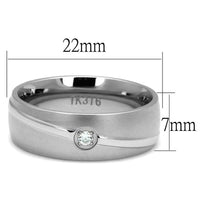 TK2931 - High polished (no plating) Stainless Steel Ring with AAA Grade CZ in Clear