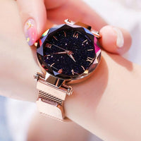 Women's Fashion Starry Sky Watches Magnet Buckle Mesh Belt Diamond Quartz Watch Women Dress Clock