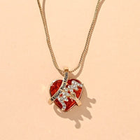 Fashion Luxury Heart Shaped Crystal Necklace Ruby Pendant Necklace Female Banquet Party Wild Jewelry Christmas Gift