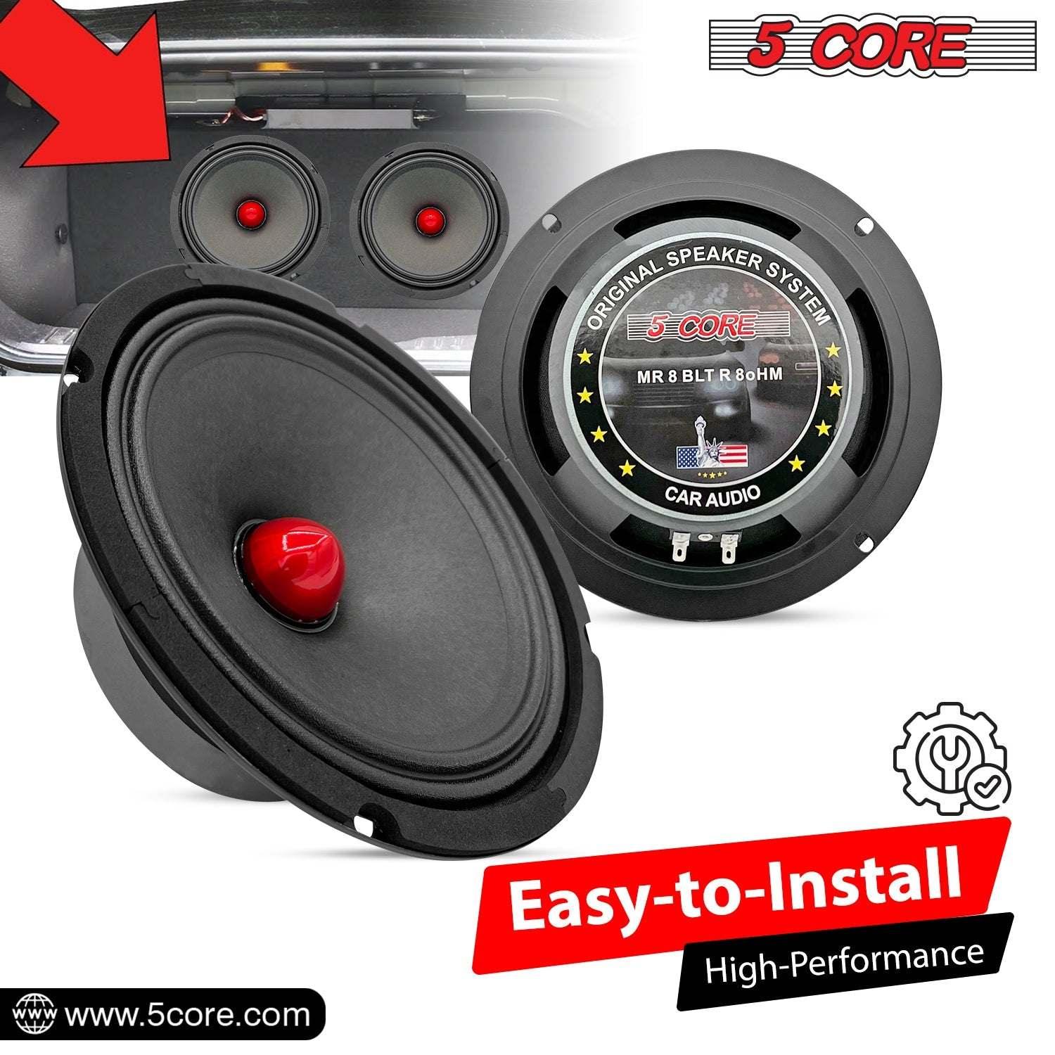 5 CORE 8 Inch Mid-Range Bullet Pro Audio Car Speaker, Red Aluminium Bullet, Loudspeaker 580W Max 8 Ohms - Premium Quality Audio Door Speakers for Car or Truck Stereo Sound System - DRE's Electronics and Fine Jewelry