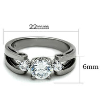 TK1537 - High polished (no plating) Stainless Steel Ring with AAA Grade CZ in Clear