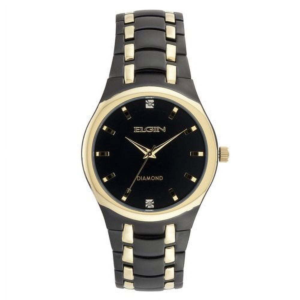 Elgin Adult Male Analog Watch in Black and Gold with Black Dial (FG8021)