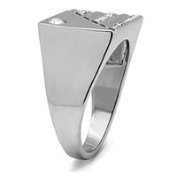 TK319 - High polished (no plating) Stainless Steel Ring with Top Grade Crystal in Clear