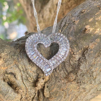 Luxury Heart Shaped White Full Faux Diamond Zircon Women's Pendant Necklace; Romantic Gift Valentine's Day