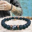 Personality Men's Black Volcanic Stone Bracelet