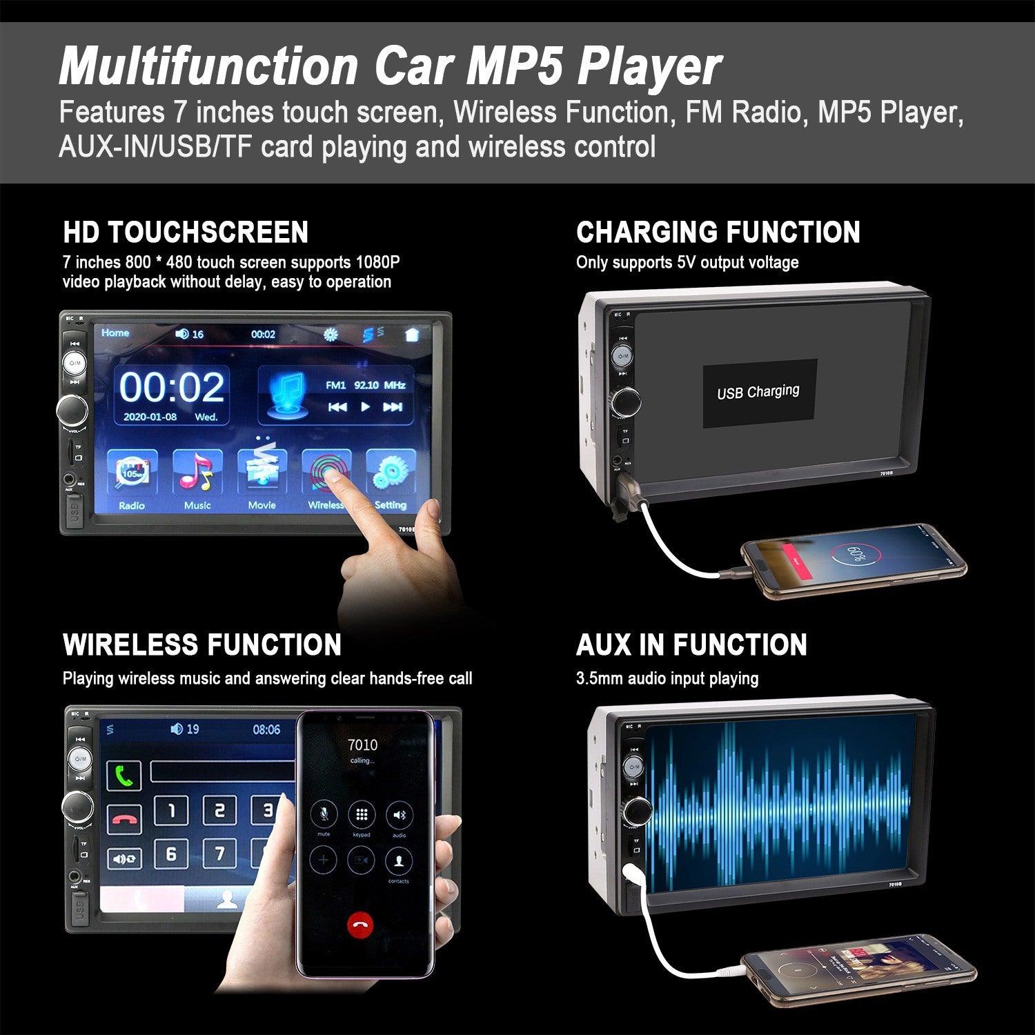 7 Inches Universal Wireless Car MP5 Player 1080P Video Player Stereo Audio FM Radio - DRE's Electronics and Fine Jewelry