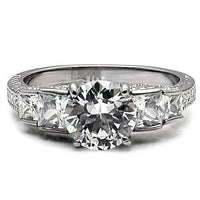 TK057 - High polished (no plating) Stainless Steel Ring with AAA Grade CZ in Clear