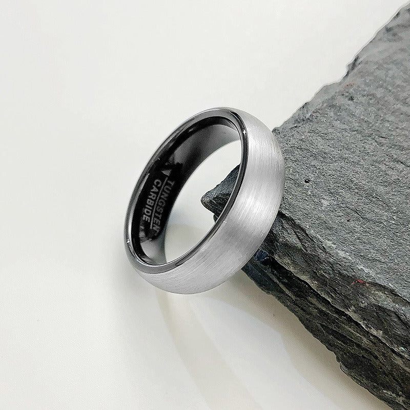 Brushed Tungsten Steel Ring Trendy Men's Personality Jewelry