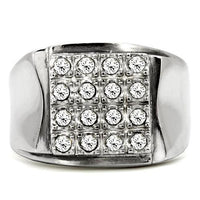 TK95409 - High polished (no plating) Stainless Steel Ring with Top Grade Crystal in Clear