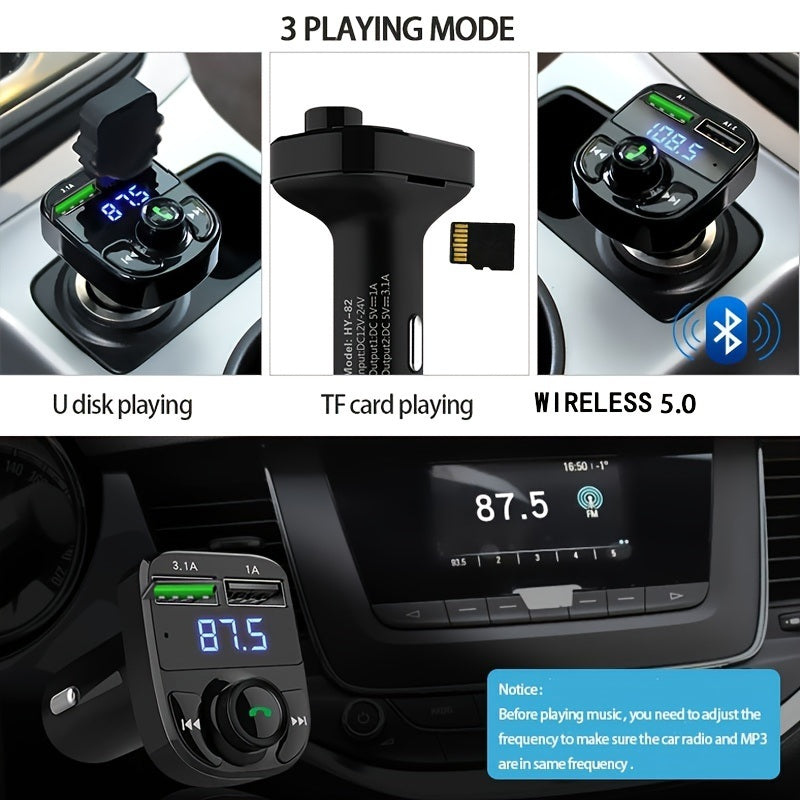 Car Charger Car MP3 Wireless Receiver; Dual USB QC3.0 Fast Charging Car Cigarette Lighter FM Transmitter