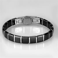 3W984 - High polished (no plating) Stainless Steel Bracelet with Ceramic in Jet