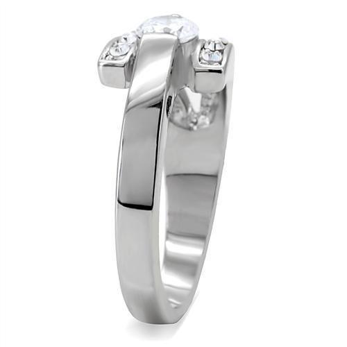 TK189 - High polished (no plating) Stainless Steel Ring with AAA Grade CZ in Clear