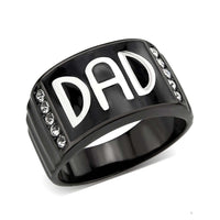 TK3759 - Two Tone IP Black (Ion Plating) Stainless Steel Ring with Top Grade Crystal in Clear