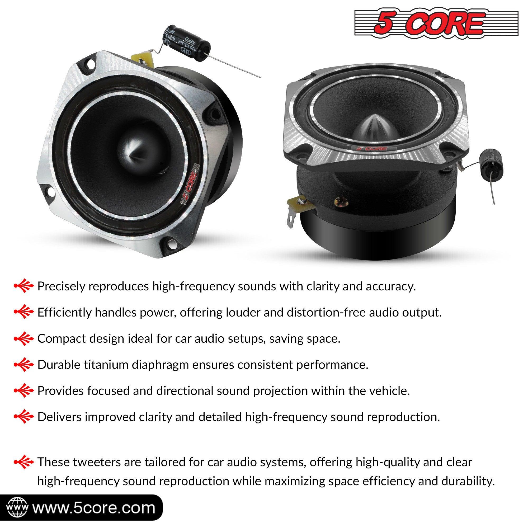 5 Core Tweeters Speakers Car Audio Pair 600W Combined Peak 4 Ohm 3.5 Inch Aluminum Super Bullet Tuiters Para Sonido Para Carro - TW BLT 150 CH PAIR - DRE's Electronics and Fine Jewelry