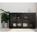 Kitchen Storage Stand Cupboard With Glass Door-Black RT - DRE's Electronics and Fine Jewelry