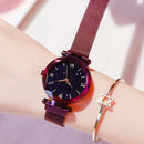 Women's Fashion Starry Sky Watches Magnet Buckle Mesh Belt Diamond Quartz Watch Women Dress Clock