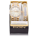 Elgin Adult Male Watch and Bracelet Set in Gold and Stones in (FG180016ST)