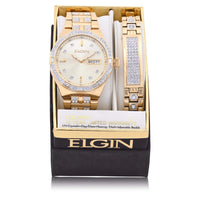 Elgin Adult Male Watch and Bracelet Set in Gold and Stones in (FG180016ST)