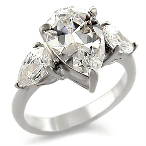 413409 - High-Polished 925 Sterling Silver Ring with AAA Grade CZ in Clear