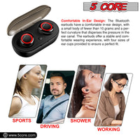 5 Core Wireless Ear Buds Mini Bluetooth Earbud Headphones Wire Less 32 Hours Playtime IPX8 - EP01