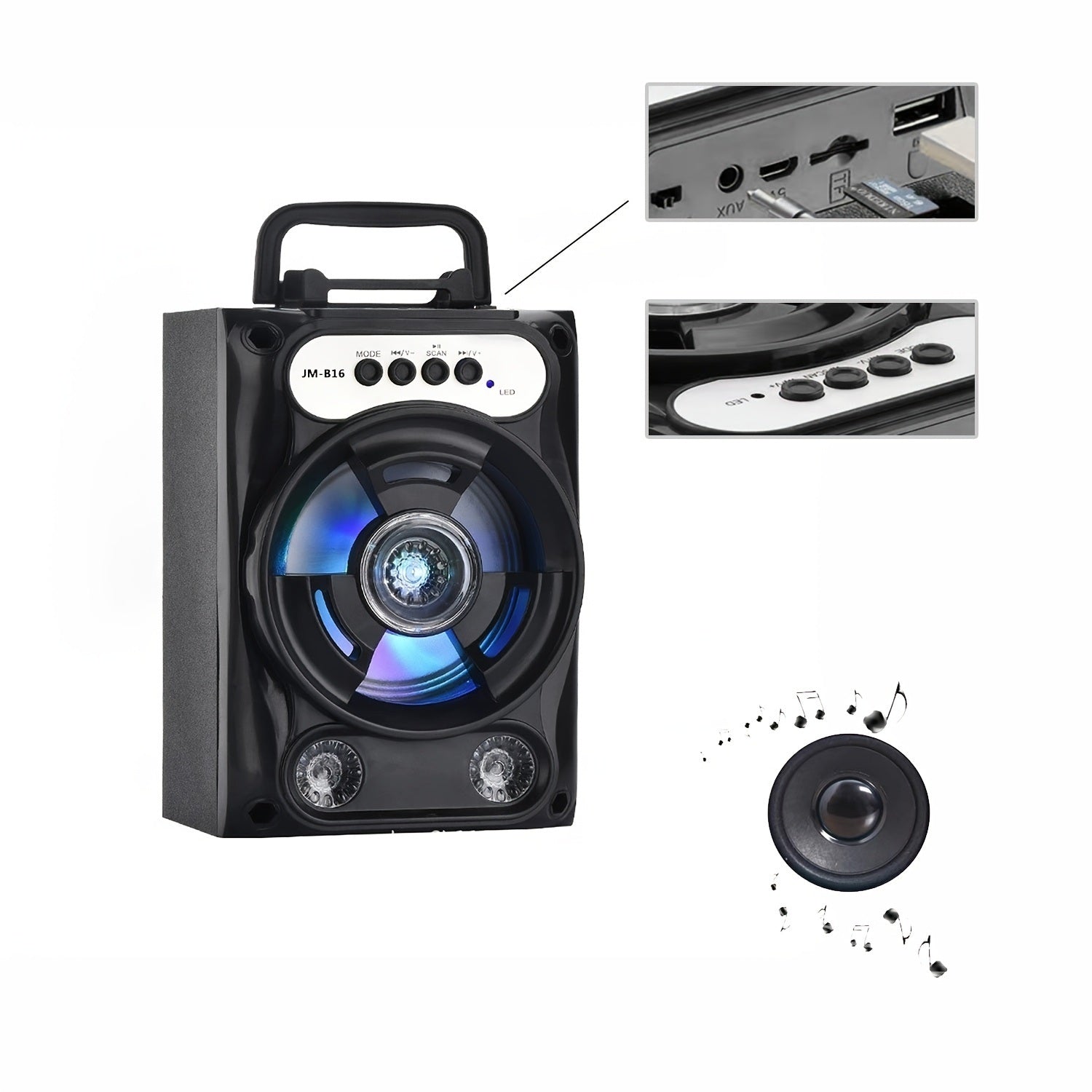 Portable Speaker; Wireless Stereo Subwoofer; Heavy Bass Music Player Supports FM Radio TF Card