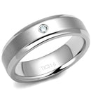 TK2934 - High polished (no plating) Stainless Steel Ring with AAA Grade CZ in Clear