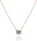 PAVOI 14K Gold Plated Crystal Solitaire 1.5 Carat (7.3mm) CZ Dainty Choker Necklace | Gold Necklaces for Women