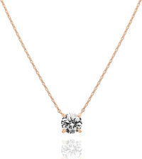 PAVOI 14K Gold Plated Crystal Solitaire 1.5 Carat (7.3mm) CZ Dainty Choker Necklace | Gold Necklaces for Women