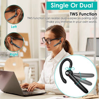 Unilateral Wireless V5.0 Business Earpiece Rechargeable Wireless in-Ear Headset with Hook for Car Driving Phone Call Office