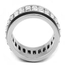 TK3173 - High polished (no plating) Stainless Steel Ring with Top Grade Crystal in Clear