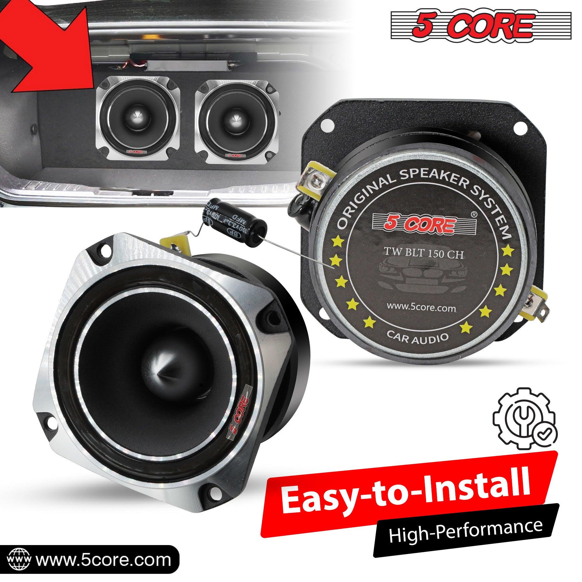 5 Core Tweeters Speakers Car Audio Pair 600W Combined Peak 4 Ohm 3.5 Inch Aluminum Super Bullet Tuiters Para Sonido Para Carro - TW BLT 150 CH PAIR - DRE's Electronics and Fine Jewelry