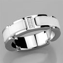 3W967 - High polished (no plating) Stainless Steel Ring with Ceramic in White