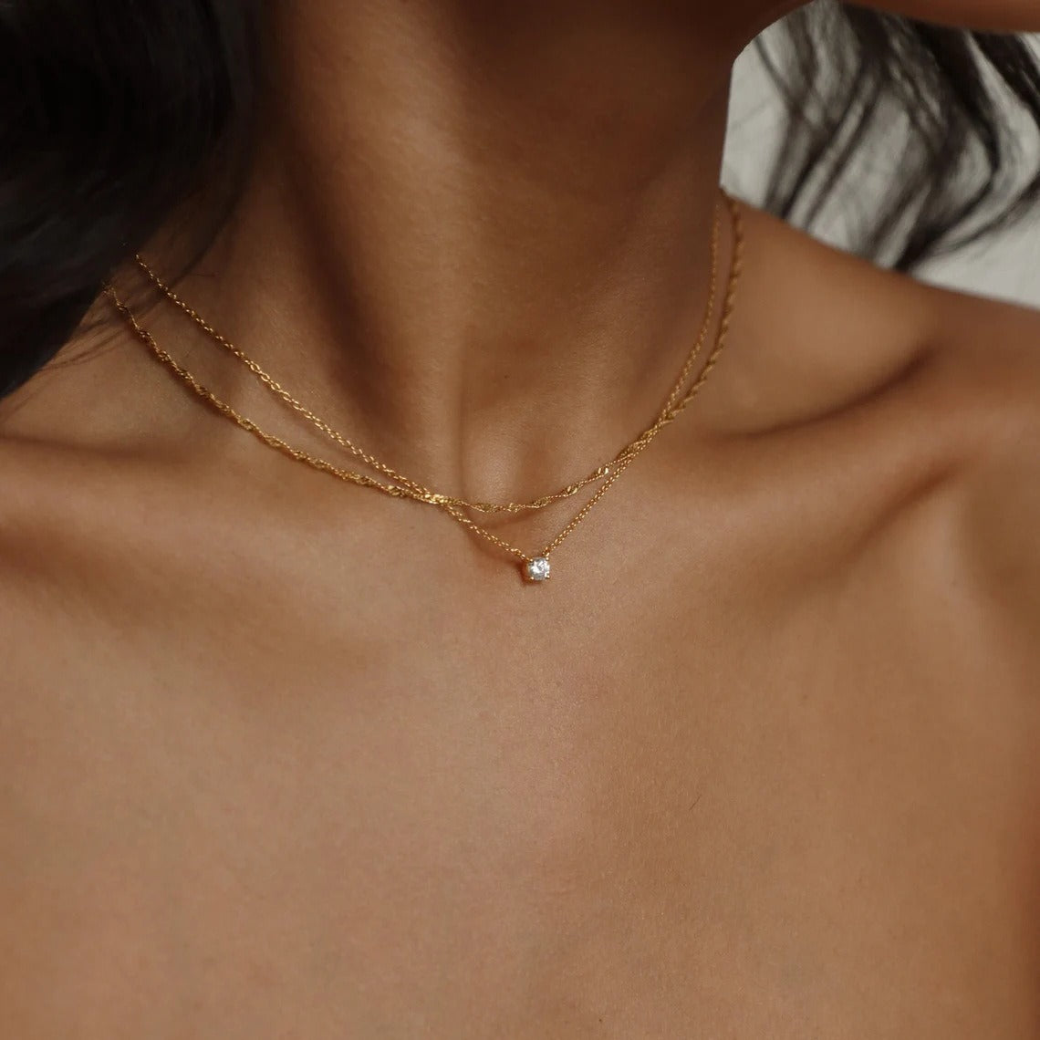 Tewiky Diamond Necklaces for Women, Dainty Gold Necklace 14k Gold Plated Long Lariat Necklace Simple Gold CZ Diamond Choker Necklaces for Women Trendy Gold Necklace Jewelry Gifts for Girls