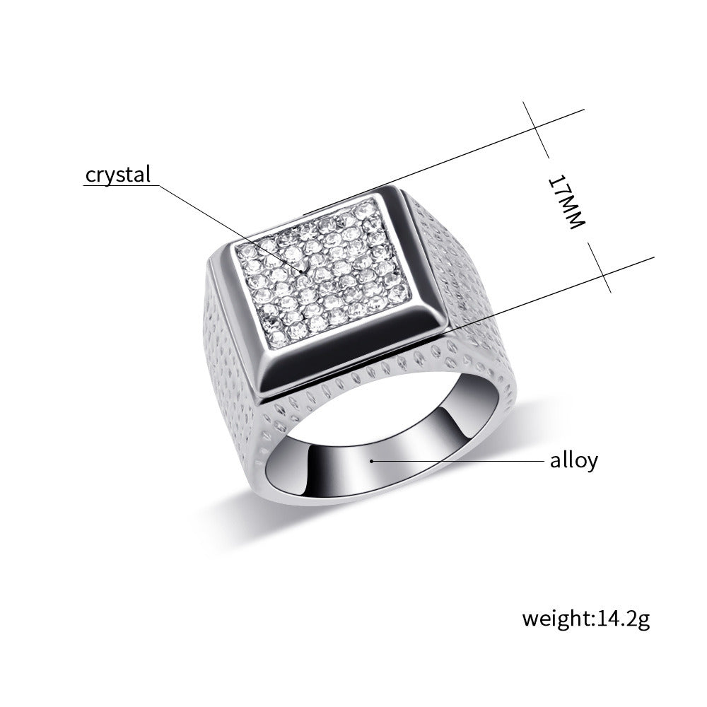 Bright Square Full Diamond Men's Ring