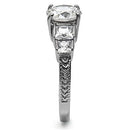 TK057 - High polished (no plating) Stainless Steel Ring with AAA Grade CZ in Clear