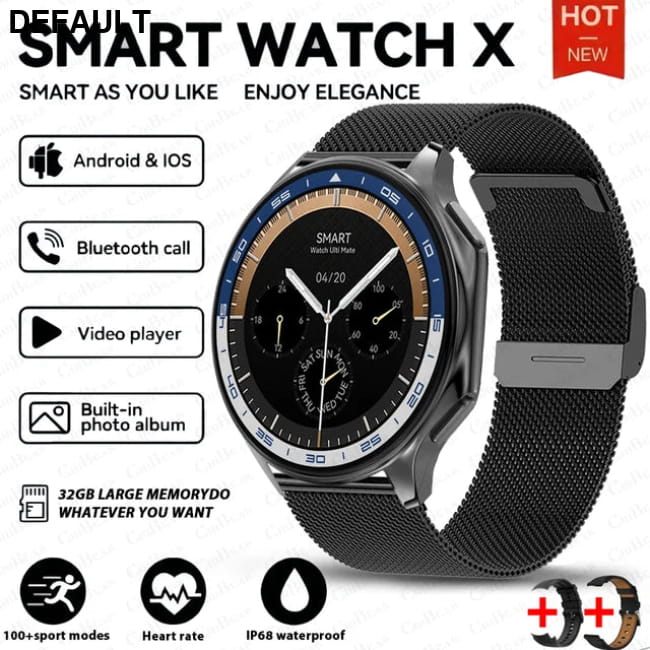 DT Watch X smartwatch with 4G large memory local music black mesh belt / For OPPO Men Sport Watches Smart
