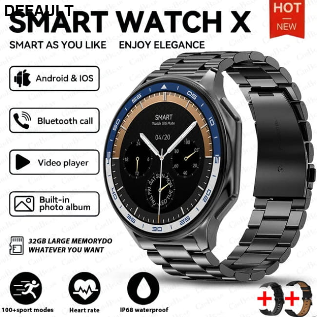DT Watch X smartwatch with 4G large memory local music black steel / For OPPO Men Sport Watches Smart