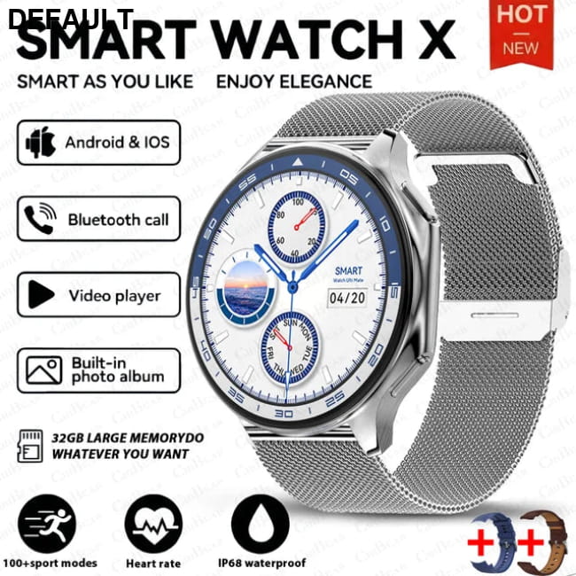 DT Watch X smartwatch with 4G large memory local music Silver mesh belt / For OPPO Men Sport Watches Smart